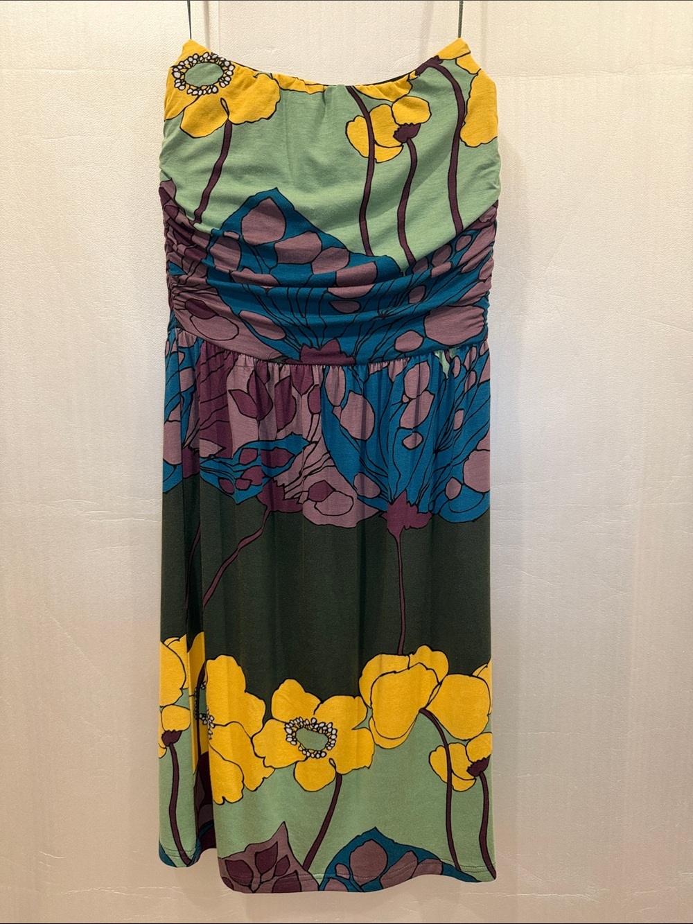 Sweetees Yellow Green Blue Floral Midi Dress